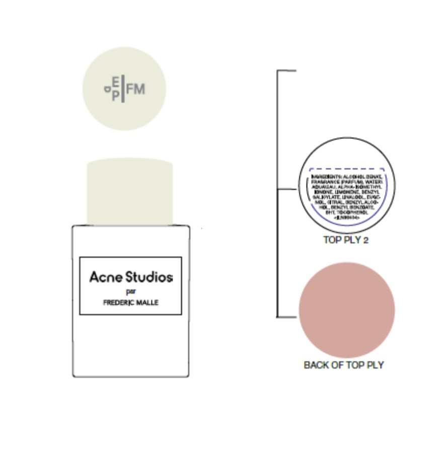 Acne Studios Par Frédéric Malle packaging technical specification diagram